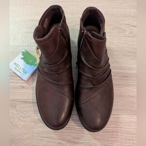 Earth Origins Natalie Ankle Boot Brown Faux Leather Women's Size 9.5 NWT